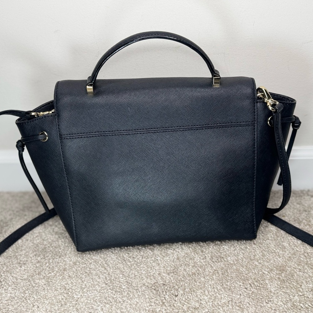 Kate Spade Lilah Laurel Black Classic Satchel Purse Crossbody Shoulder Bag - Picture 2 of 6
